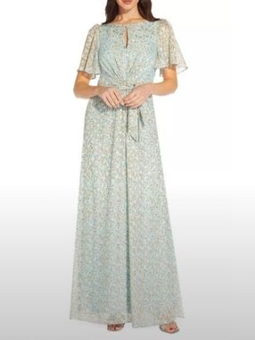 Adrianna Papell Floral Jacquard Gown